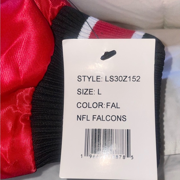 Men’s Starter Atlanta Falcons Varsity Red Satin Snap Jacket Size Large New w/Tag - Picture 10 of 10